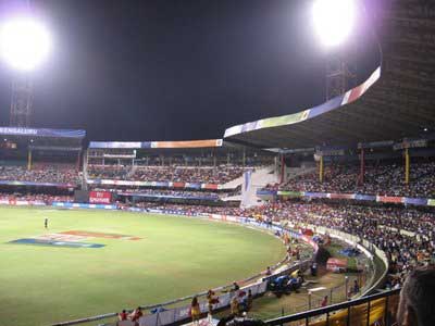 Chinnaswamy Stadium during day night match - View of Chinnaswamy Stadium during a day night match