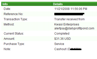 Daily Profit Pond Payment - My payment from Daily Profit Pond