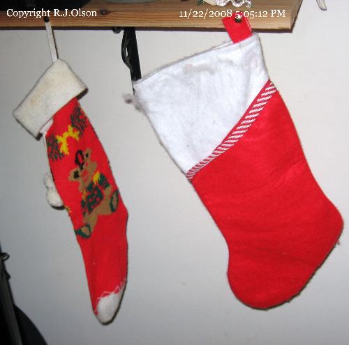 Christmas Stockings - Hung on my speaker shelf. Christmas Stockings - Hung on my speaker shelf.