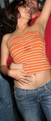 orange outfit... - short small sexy t-shirt...