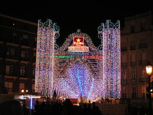 Iluminated street in Fallas - Valencia - During the Fallas (16-19 march) some streets has this look