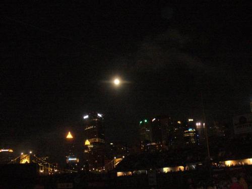 full moon in pgh  - at a mets game moon