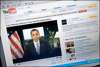 President Barack Obama on YouTube. - A snapshot of one of the videos of President Barack Obama posted on his own YouTube channel.