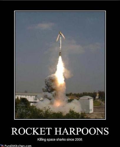 Rocket Harpoons - Killing Space Sharks. It's a joke people! Laugh!