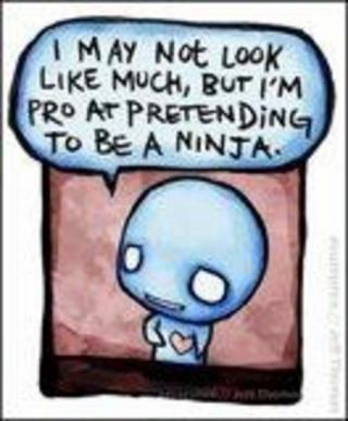 Pretending to be a ninja. - I think the text within the image says all. :'D