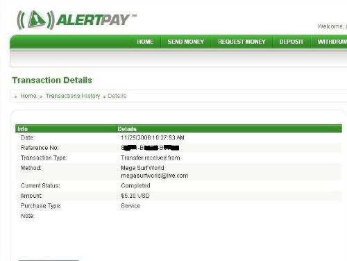extra income - my proof of payment