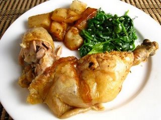 Lemon-basted Roast Chicken - A great chicken recipe that can server the family as a whole..succelent chicken pieces and absolutely mouth watering...