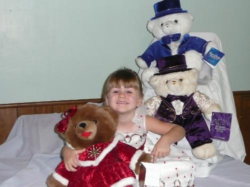 Chey possing - Chey with her bears.