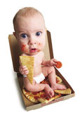 Pizza - Funny picture of a baby sitting in a pizza box