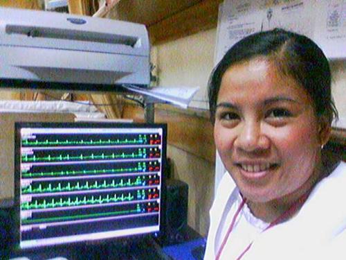with the cardiac monitor - this is inside the ICU