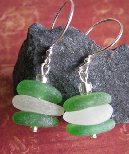 Sea Glass Earrings - A new pair of sea glass earrings. I haven't named them yet...but they'll make their debut tomorrow in my Etsy shop.