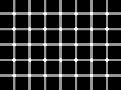 try to count the black spots which you see - i am sure you wont be able to count the black spots... this is an optical illusion