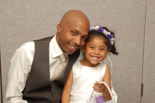 Ari & Me at the Reception - My youngest daughter and I at a wedding reception where she served as the Flower Girl.