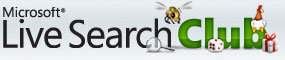 Live Search Club logo - This is a website where you can earn tickets while playing game, then you can use the tickets to redeem some prizes. It's launched by Microsoft, to promote the Live Search.