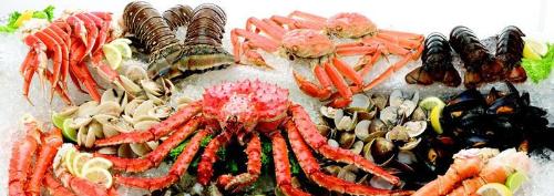 seafood - crabs, shells, fish, lobster, scallop, shrimp, squid anything that comes from the sea