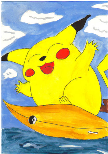 My interpretation of surfing pikachu - She needs to loose a little weight