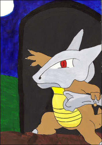 Marrowak in the graveyard - My interpretation of Marrowak at Lavender Tower in pokemon red/blue/green series