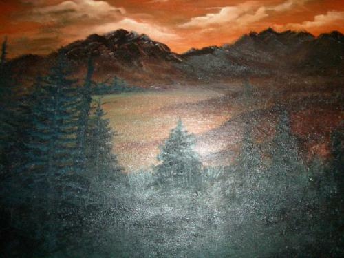 Orange Landscape - Acrylic on canvas. by Pauline Esposito
