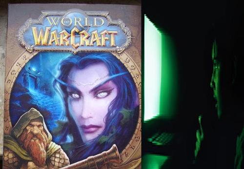 Boy Glued To World of Warcraft - A snapshot of teenage boy glued on his computer. There's also a photo of the World of Warcraft computer game. Computer game - an electronic game, especially a game played using a general purpose computer. World of Warcraft - often referred to as WoW, is a massively multiplayer online role-playing game (MMORPG).