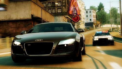 beautiful audi being chased by a cop - thats the real game. trying to escape from cops. upgrading your car with body kits 