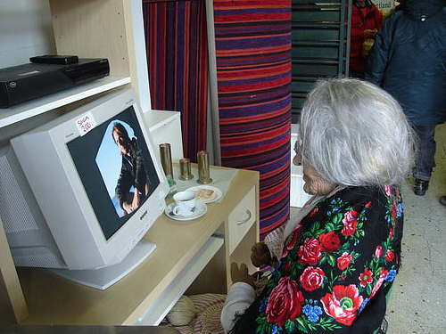 Internet Searching - A snapshot of an old woman using the computer to search something from the internet.