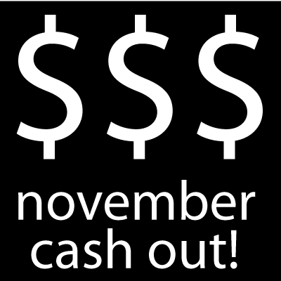 November Cash Out - How much did you get for the month of November 2008 Kind enough to share with us so that we could work harder to achieve our dream. Thanks in advance!