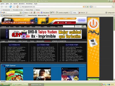 A Print Screen of gamestorrents.com - I think its spanish but, you can change the language in english.  You could register but, not necessary when you just want to download torrent files so you can download the games you want.  Nice site.