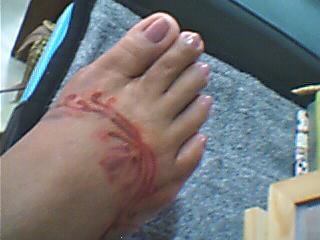 henna tattoo - it was just for fun, me and my daughter, jenn had henna tattooes on our feet.