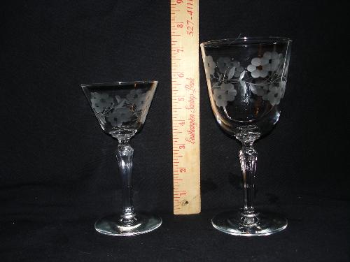 Etched crystal stemware - I believe these glasses are from the 1930's or 1940's. I am looking for help identifying the pattern, or manufacturer. Etched crystal stemware - I believe these glasses are from the 1930's or 1940's. I am looking for help identifying the pattern, or manufacturer.