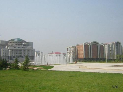 my beautiful university - scene of fountain square in dayime , summer