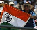 its the flag of ind - its the indian flag flyed by anindian fan at cricket stadium