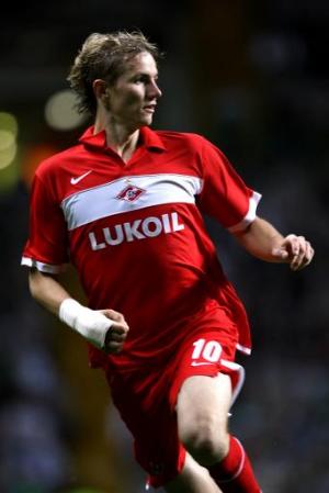 Pavlyuchenko - Spartak - Roman Pavlyuchenko of Spartak Moscow. He was transferred in the spring of 2003 from Rotor Volgograd, and transferred away to Tottenham Hotspur on December 1st, 2008. He scored a total of 77 goals for the Russian team.