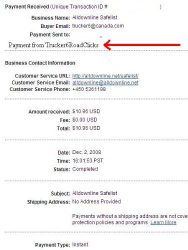 Trucker6 RoadClicks payout 1 - This is a screenshot of my first payout from Trucker6 RoadClicks. It&#039;s a great traffic exchange that pays even free members. Doesn&#039;t take much time to do each day and they really pay. If interested in joining, please send me a PM to ask for the referral link. 