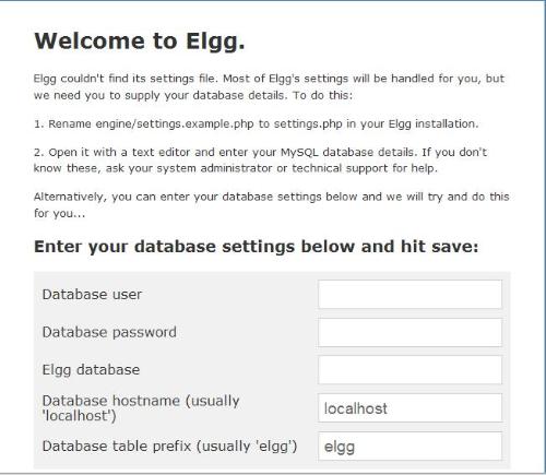 Elgg Configuration - This the configuration area where I&#039;m confused on what to write/input. 