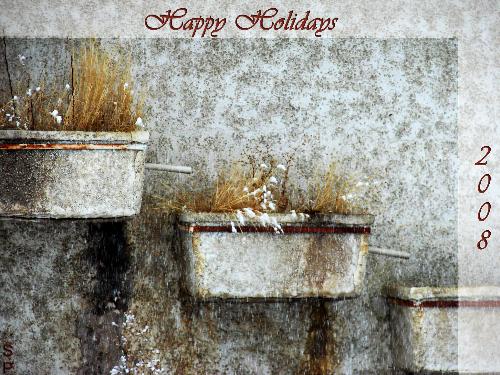 Happy Holidays - A photo I took of my neighbors garage. Love the baskets and the texture of the garage.