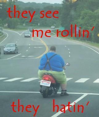 Over weight - Too much is weighting on the motorcycle, dangerous for the traffic. It's time for weight losing.