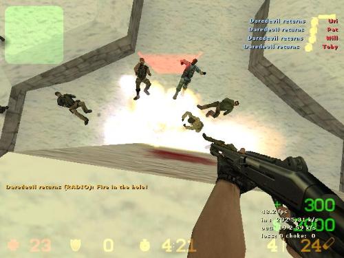 Counter Strike - Its me while playin the game..
.making the enemies fly with my grenade and the gun attack...
take a look at this