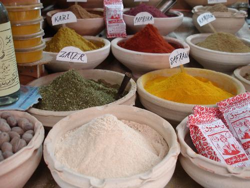 Jerusalem spices - This picture was taken inside the Old City of Jerusalem in the Bazaar section.