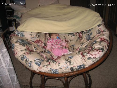 Savanna - My grand daughter Savanna sleeping in the wicker chair on Thanksgiving day 2008.