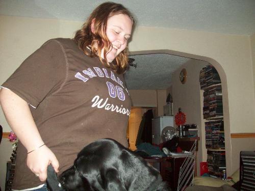 Me and Myah - This is a picture of me and my labrador Myah dancing to Abba