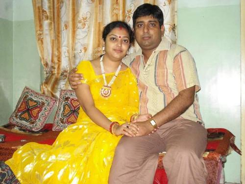 happy couple.. - in a yellow saree..