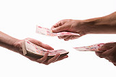 Loan - photo showing person lending money to another