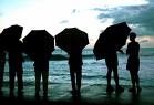 people with umbrellas at night - How will you react if you meet people with umbrellas at night?