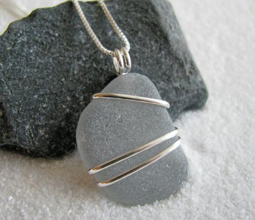 Gray Sea Glass Necklace - I'm very excited about this creation! Gray is considered to be one of the extremely rare colors when it comes to sea glass and this is my first Gray jewelry creation. I'll be adding it to my Etsy shop sometime today.
