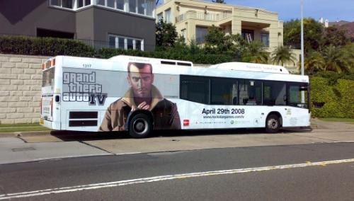 GTA IV Bus - Advertisement of GTA IV on a bus
