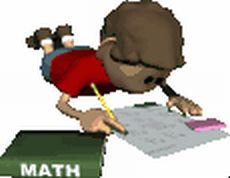 American Student as a Math Wizard - A cartoon photo of an American student studying mathematics in serious mode.