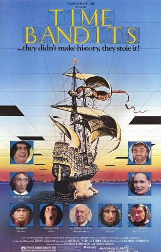 Time Bandits - The promotional cover for the hit movie Time Bandits, a Terry Gilliam film featuring cameos from famous actors like John Cleese and Catherine Helmond.