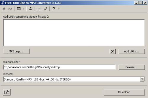 YouTube Video to mp3 converter - A screenshot of the free youtube video to mp3 converter by DVD Video Soft.