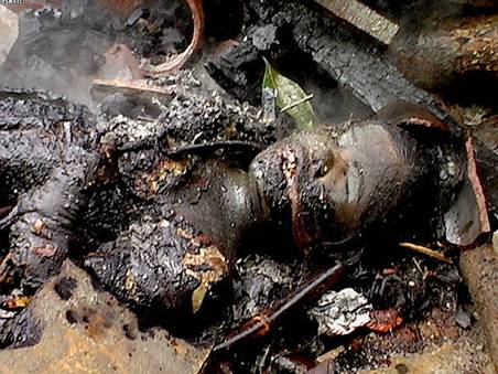 Orissa attack on Christians - A real picture of a lady who was killed and burned by Hindu fanetics in the recent attaks in Orissa, India.