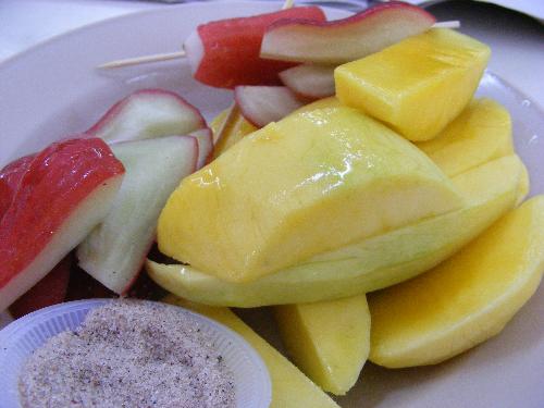 Plate of cut fruits - Had this for a breakfast snack :)